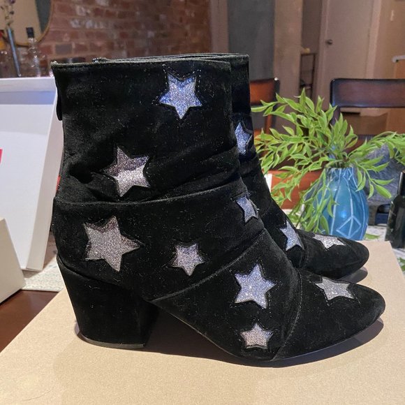 Black Suede Star Booties - Picture 1 of 3
